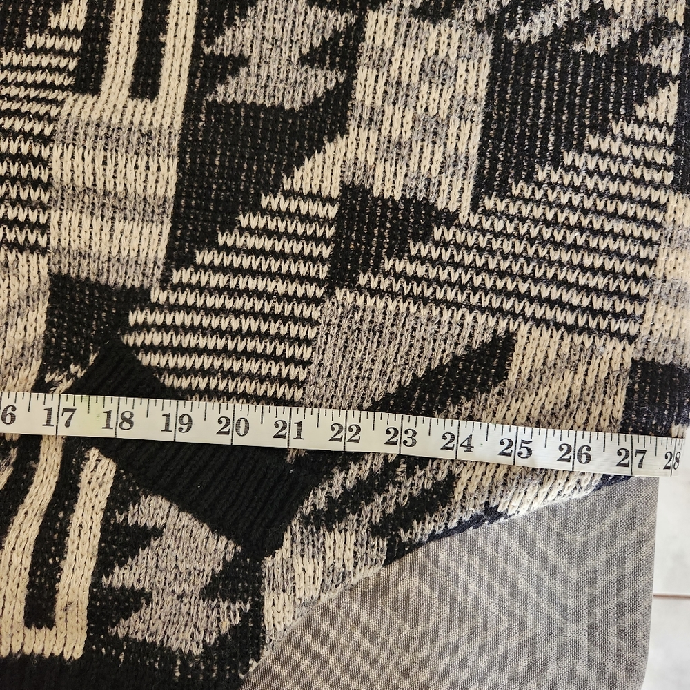 Mohair Wool Fanci Vintage Cardigan Trival Print Size M oversized Black Color - Picture 13 of 14